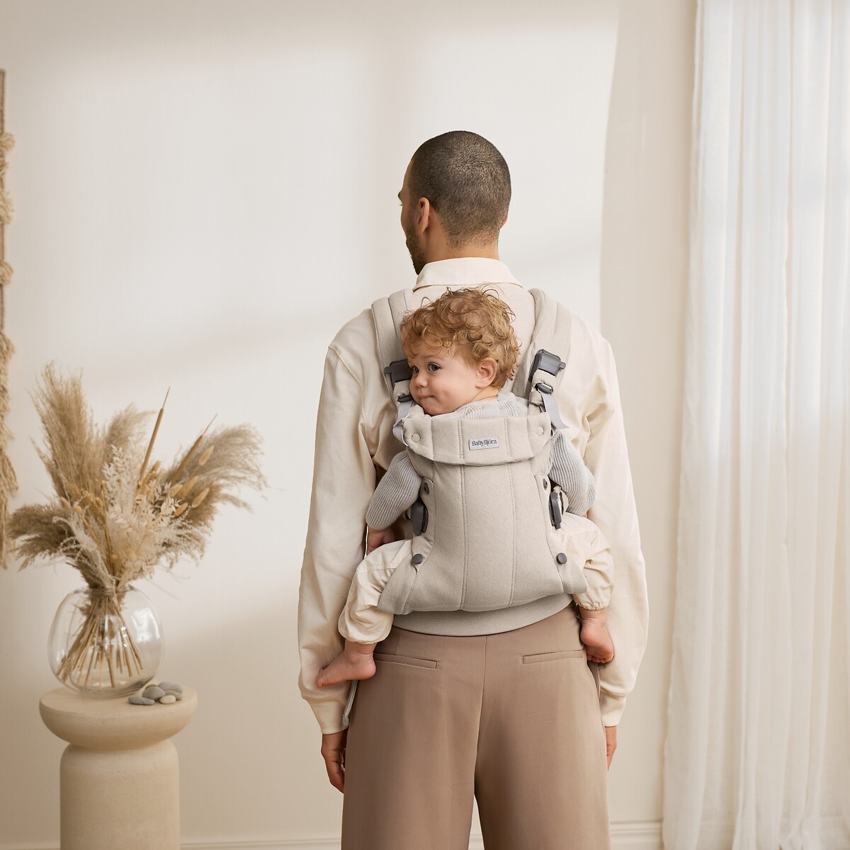 Porte bébé Harmony mélange tissé chiné beige clair, BABYBJORN