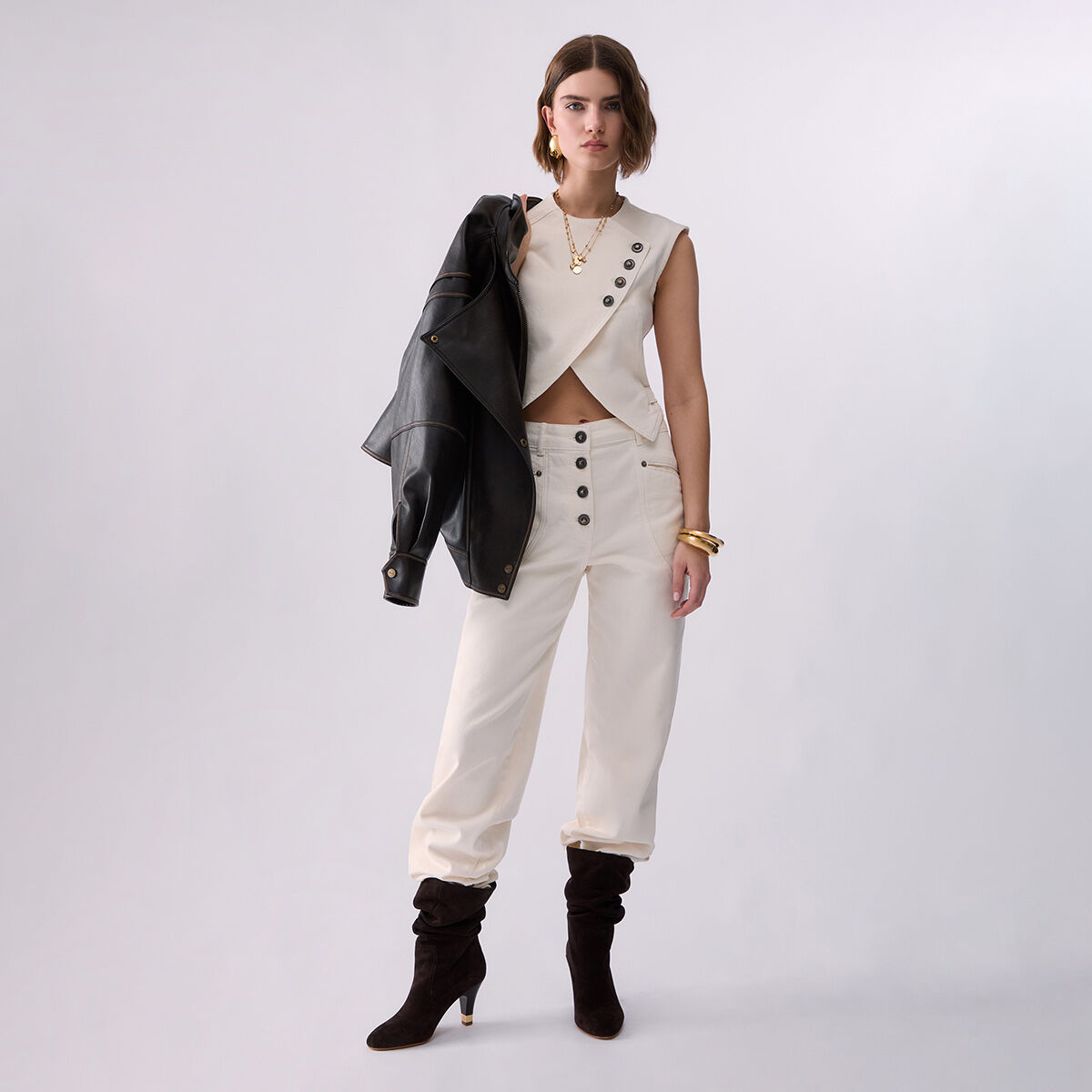 Pantalon baggy taille basse blanc, LIU JO