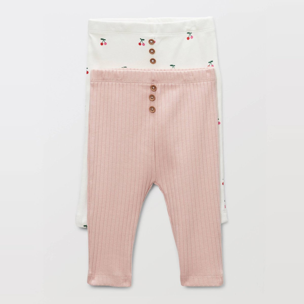 Lot de 2 leggings unis et imprimés en coton BIO GOTS buvard, BOUT'CHOU