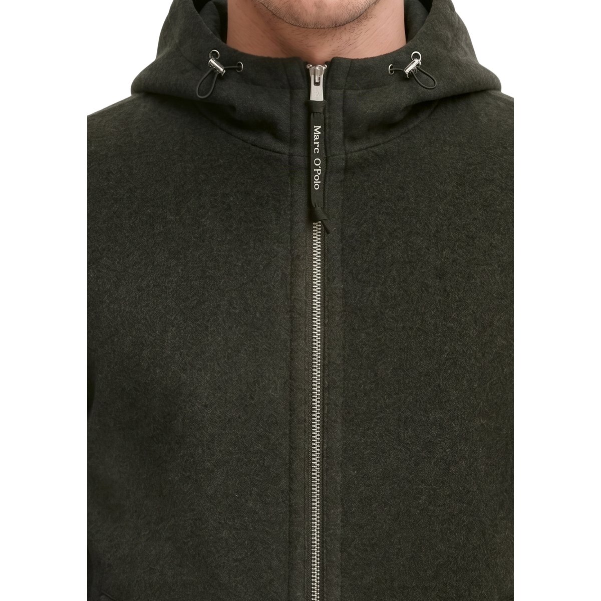 Veste en laine à capuche, coupe classique en laine mélangée double face toute douce noir, MARC O'POLO