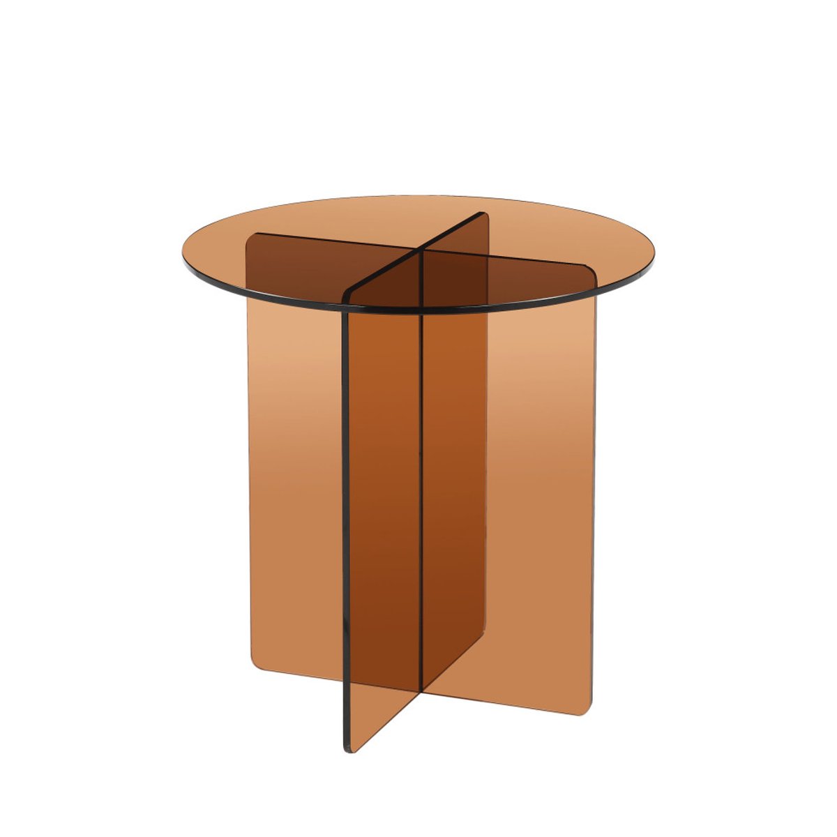 Table d'appoint ronde en verre  45cm- BOSTON marron, DRAWER