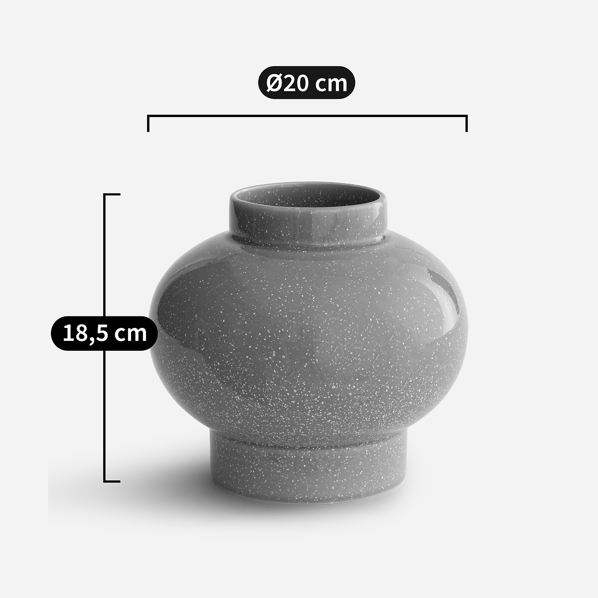 Vase rond en céramique émaillée mouchetée, LECCIA vert de gris, AM.PM