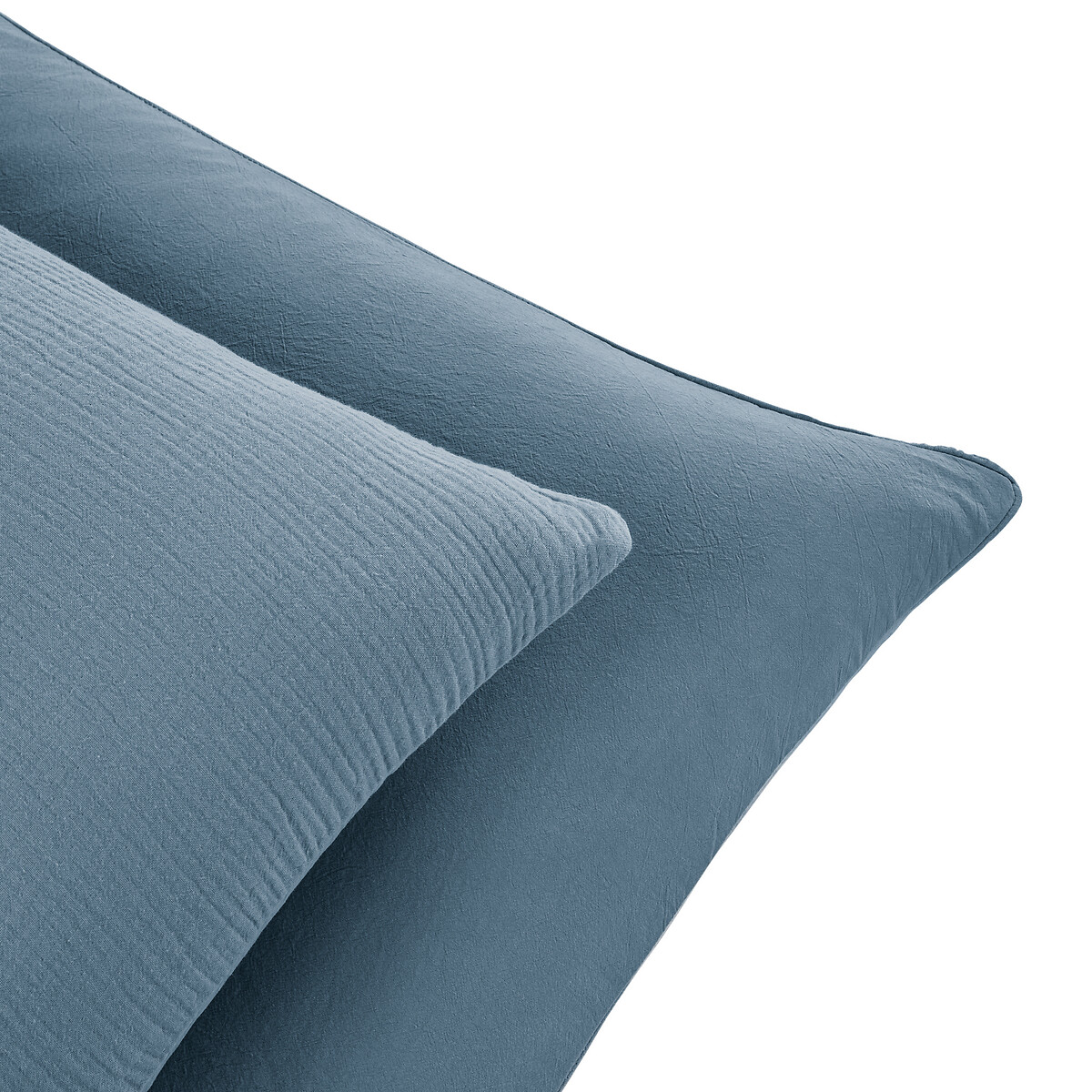 Taie d'oreiller enfant gaze/coton lavé, Kumco bleu baltique, LA REDOUTE INTERIEURS