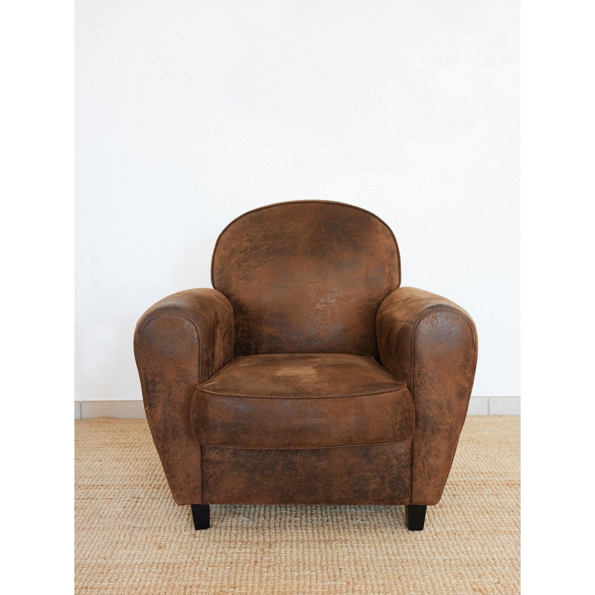 Fauteuil club en simili cuir Ernest N°1648 - Bon état marron, DEBONGOUT