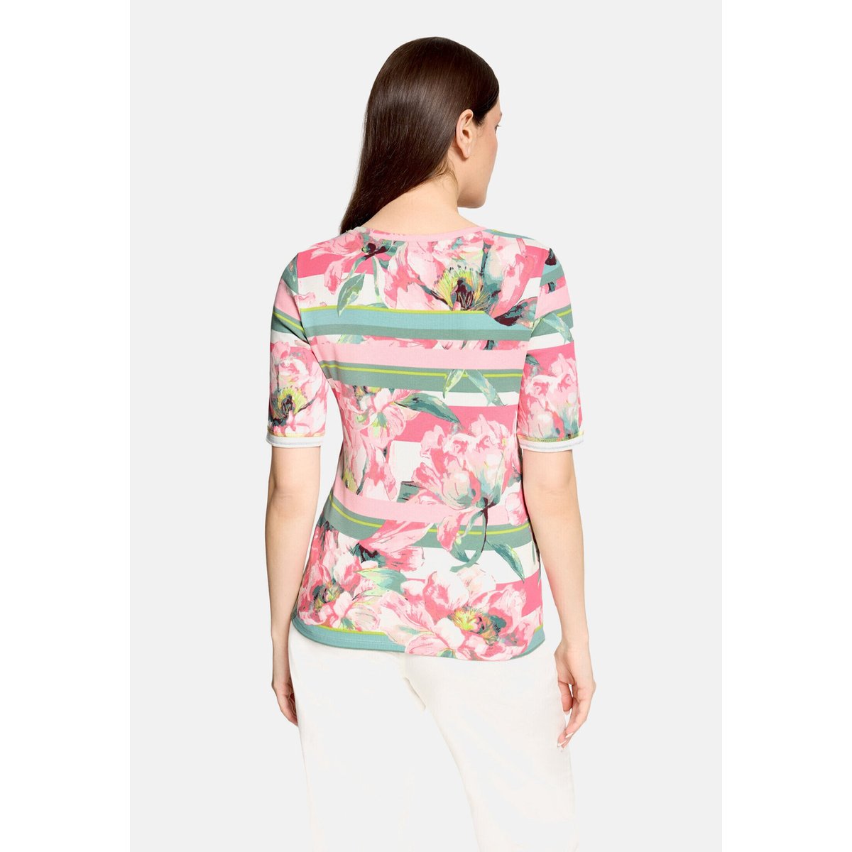 T-shirt basique de texture côtelée rosé/cream, BETTY BARCLAY