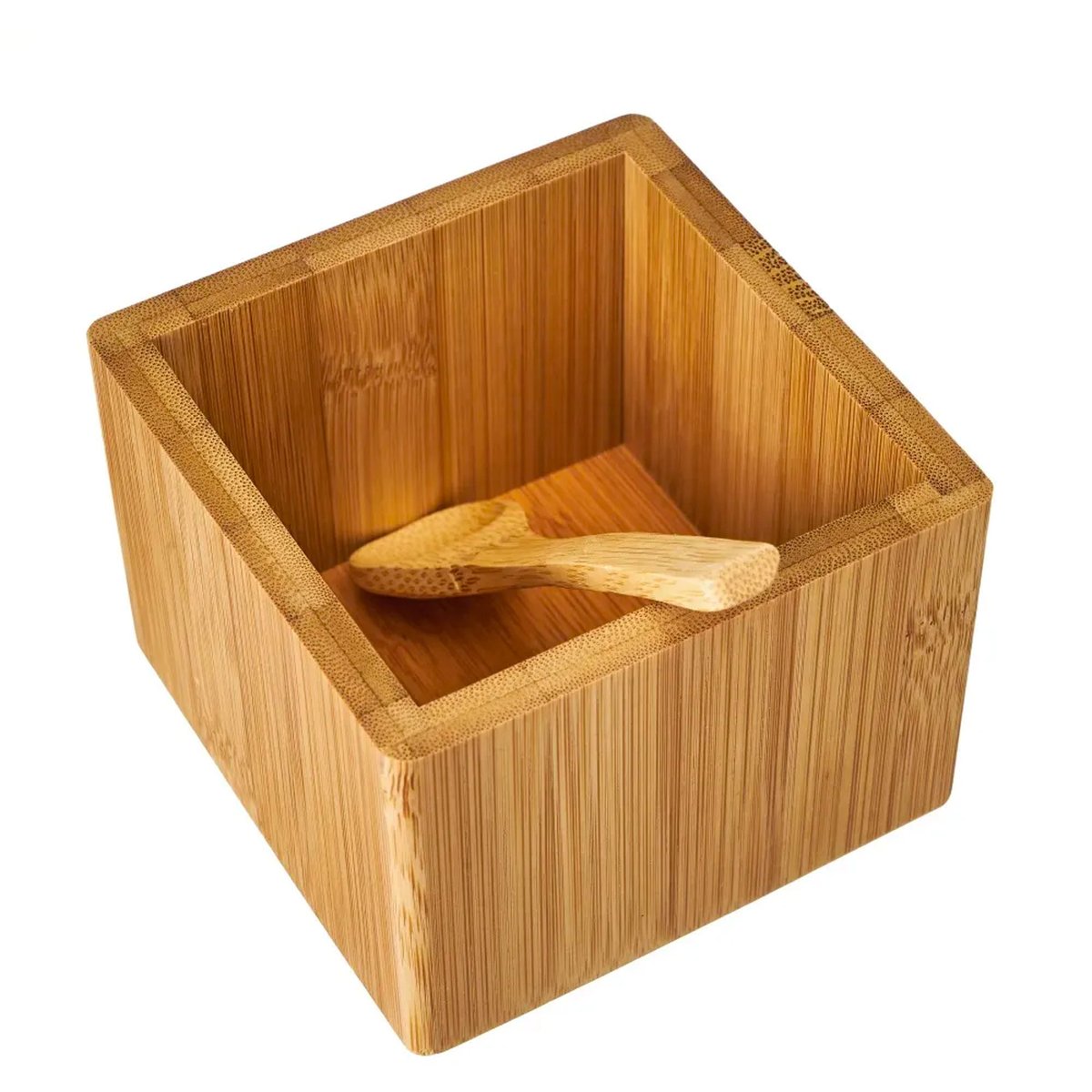 Pot à sucre ou sel en bambou 10x10x9.5cm bois, WADIGA