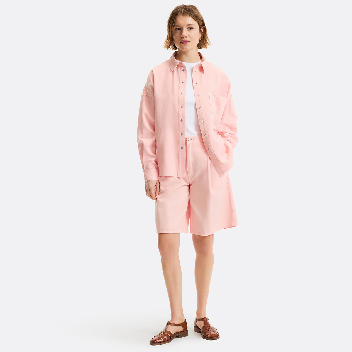 Chemise ample manches longues rose pâle, LA REDOUTE COLLECTIONS