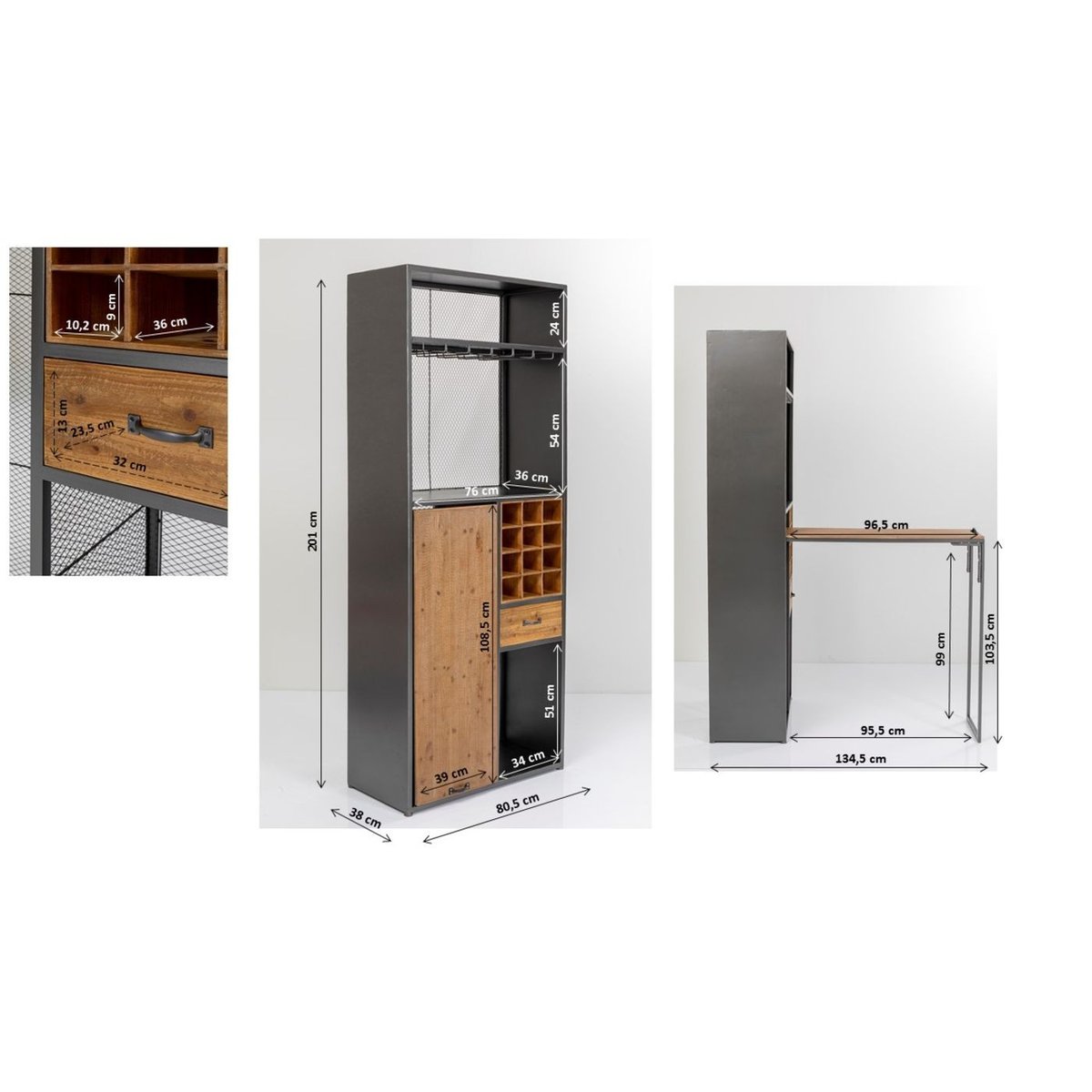 Meuble de bar avec table, VINOTECA noir, KARE DESIGN