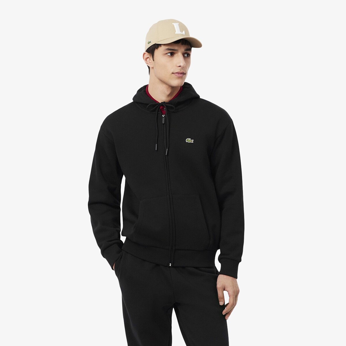 Sweatshirt à capuche molleton noir-031, LACOSTE
