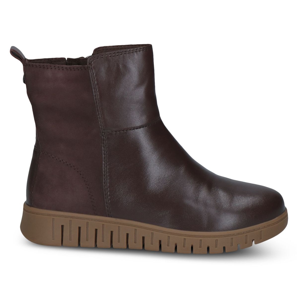 Bottine en cuir marron foncé combiné, CAPRICE
