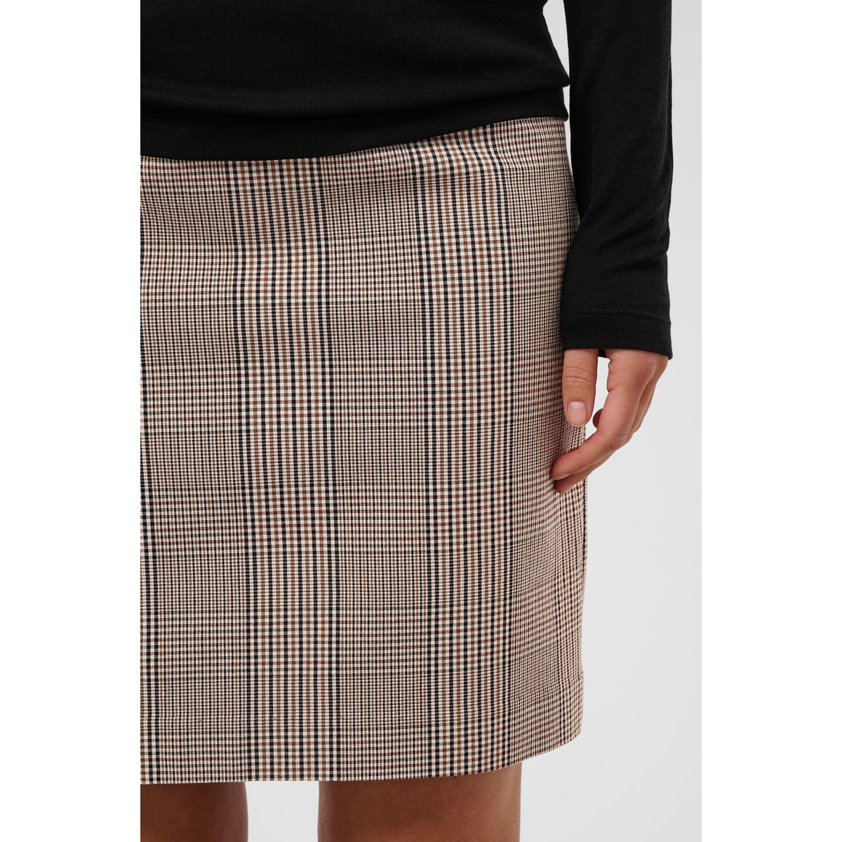 Jupe - tissage léger bleu nightsky brown check, SOAKED IN LUXURY