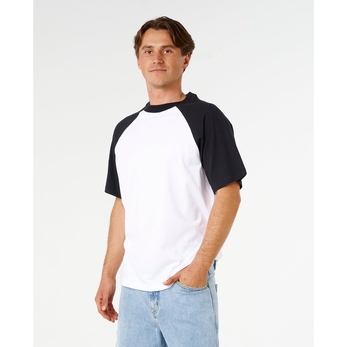 T-shirt RAGLAN uni noir/blanc, RIP CURL