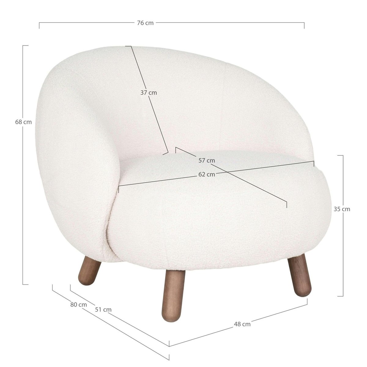 Fauteuil rond contemporain en peau de mouton synthétique BERLIN ecru, PIER IMPORT