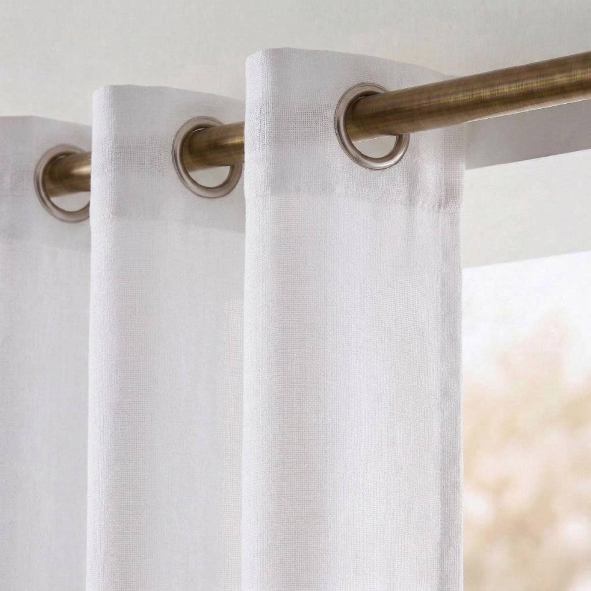 Rideau tamisant 100% coton flammé 140x250cm blanc, ORNAMI