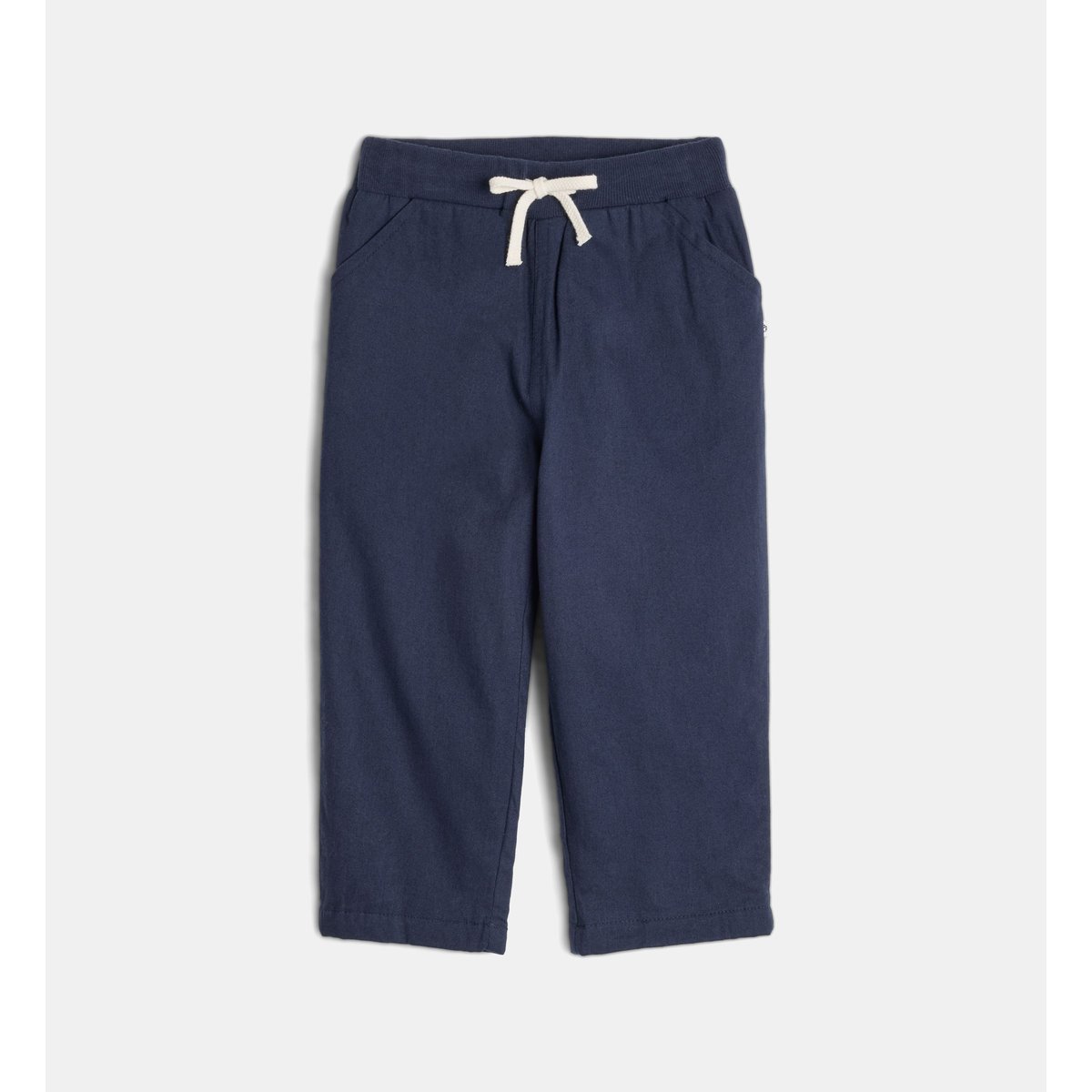 Pantalon vouchou droit en coton bio bleu, CADET ROUSSELLE