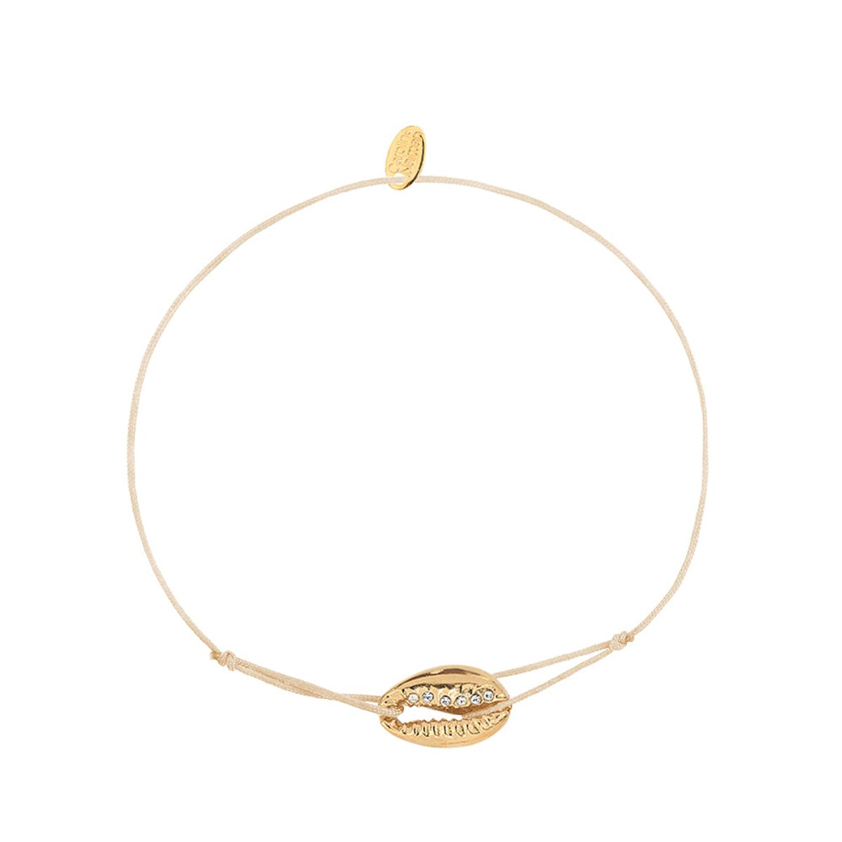 Cordon cauri strass beige doré, CAROLINE NAJMAN