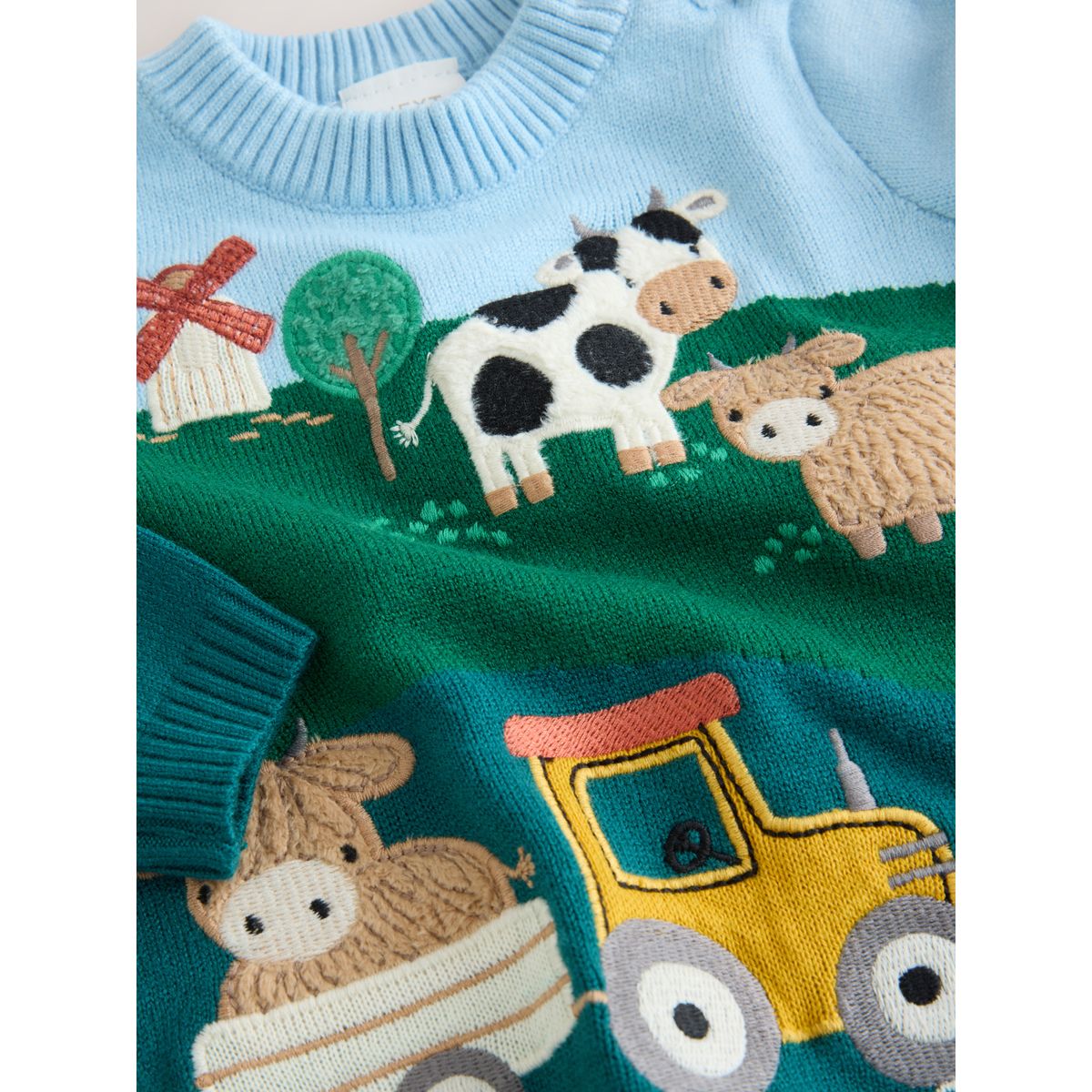 Ensemble bébé pull en maille et legging ferme hamish verte/bleue, NEXT
