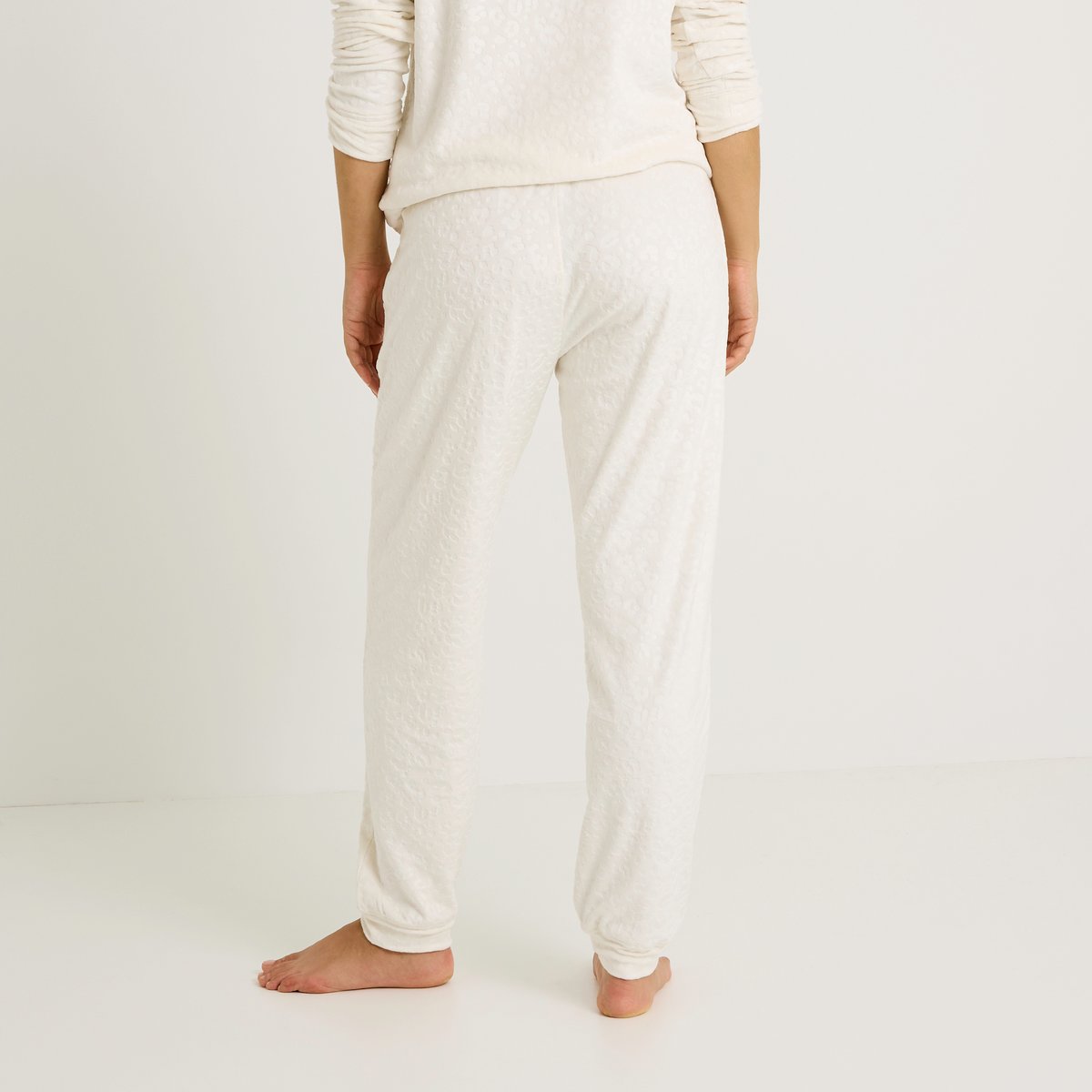 Pantalon de pyjama imprimé léopard blanc cassé ecru, GRAIN DE MALICE