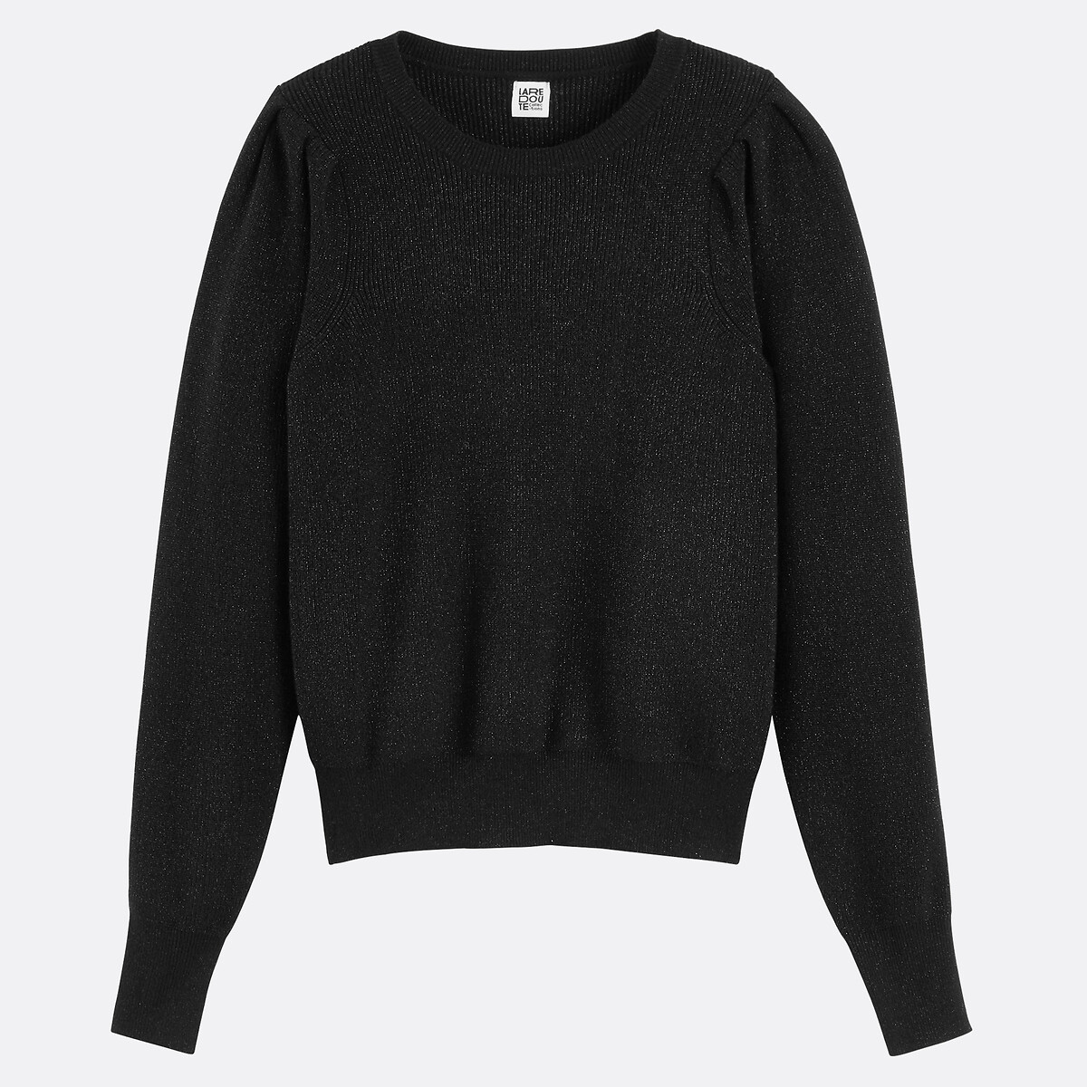 Crew-Neck Jumper in Fine Metallic Knit black with metallic thread, LA REDOUTE COLLECTIONS