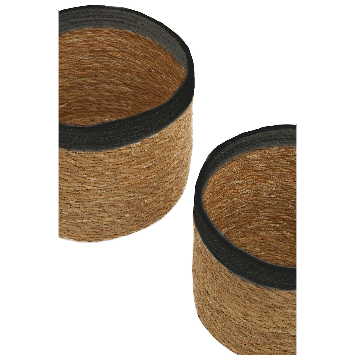 Set of 3 Seagrass Baskets with Black Trim natural, SO'HOME