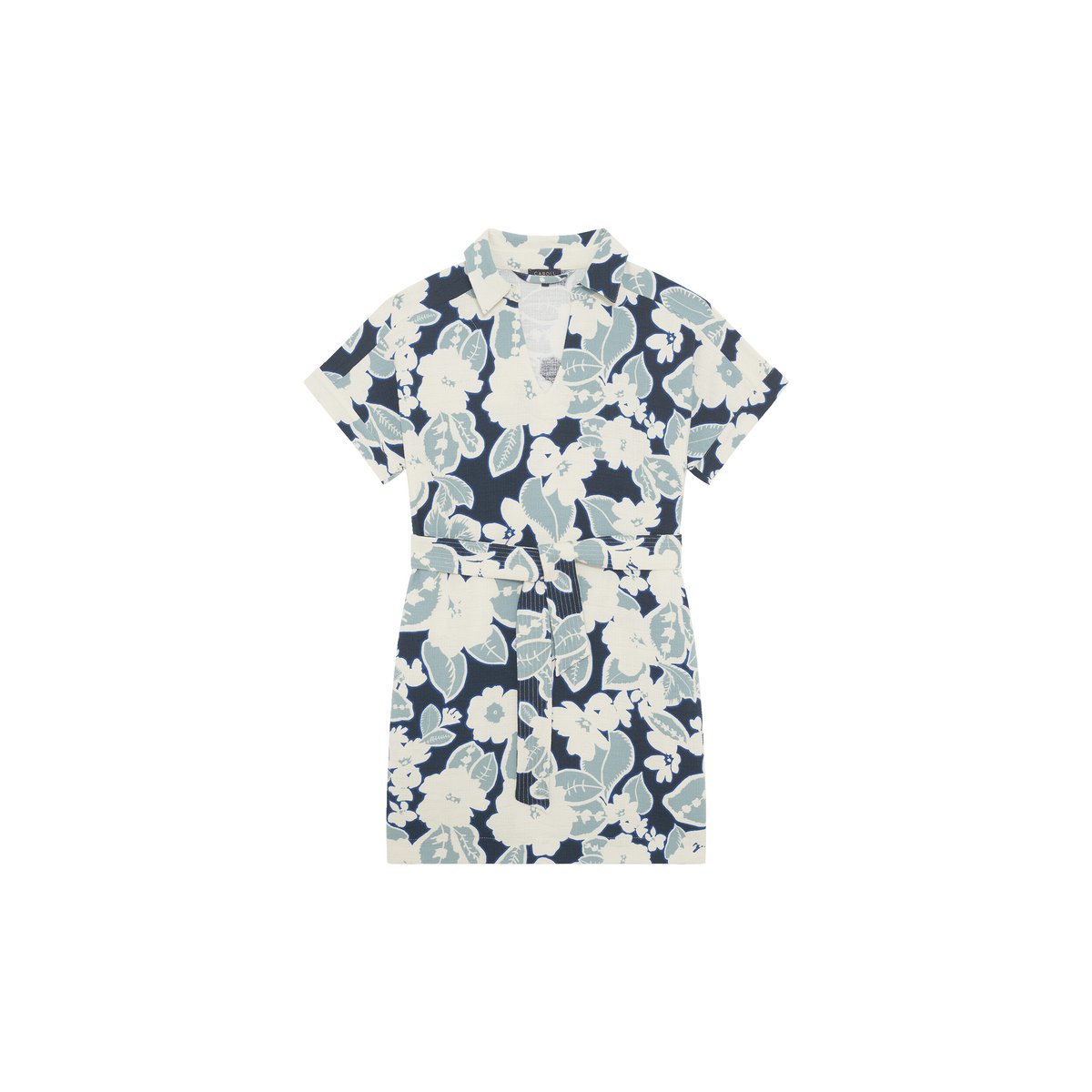 Robe courte col chemise ROKAN bleu clair, CAROLL