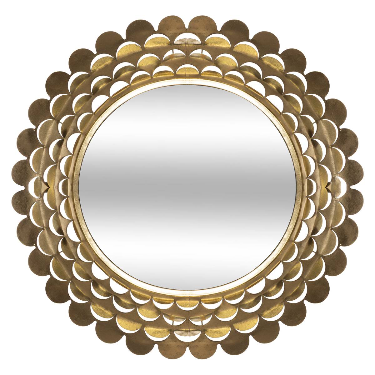 Miroir rond doré pétales de fleurs DOLLY doré, ATMOSPHERA