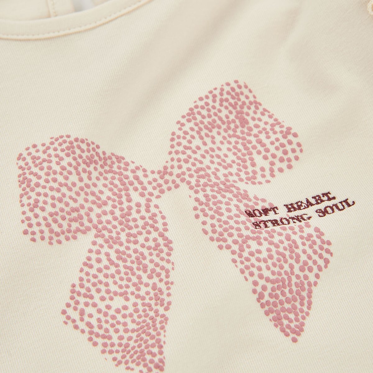 T-shirt fille en maille imprimé noeud beige, BOBOLI
