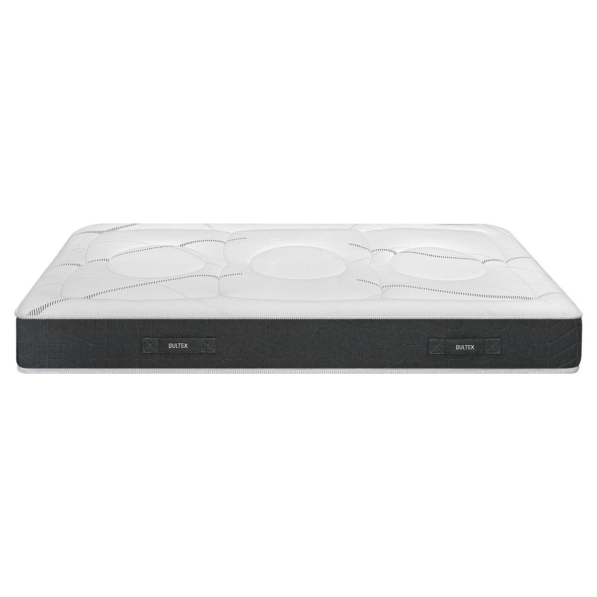 Ensemble matelas nano 5 zones SMART REPAIR, sommier MEDIANO gris fumé et pieds blanc, BULTEX