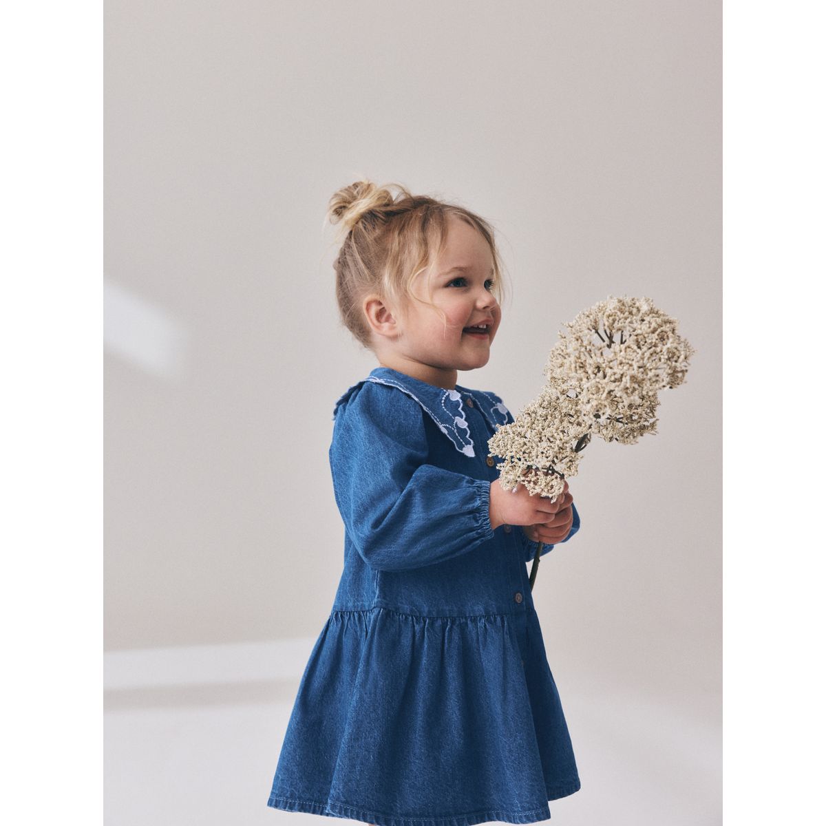 Robe à manches longues et col brodé jena bleu, NEXT
