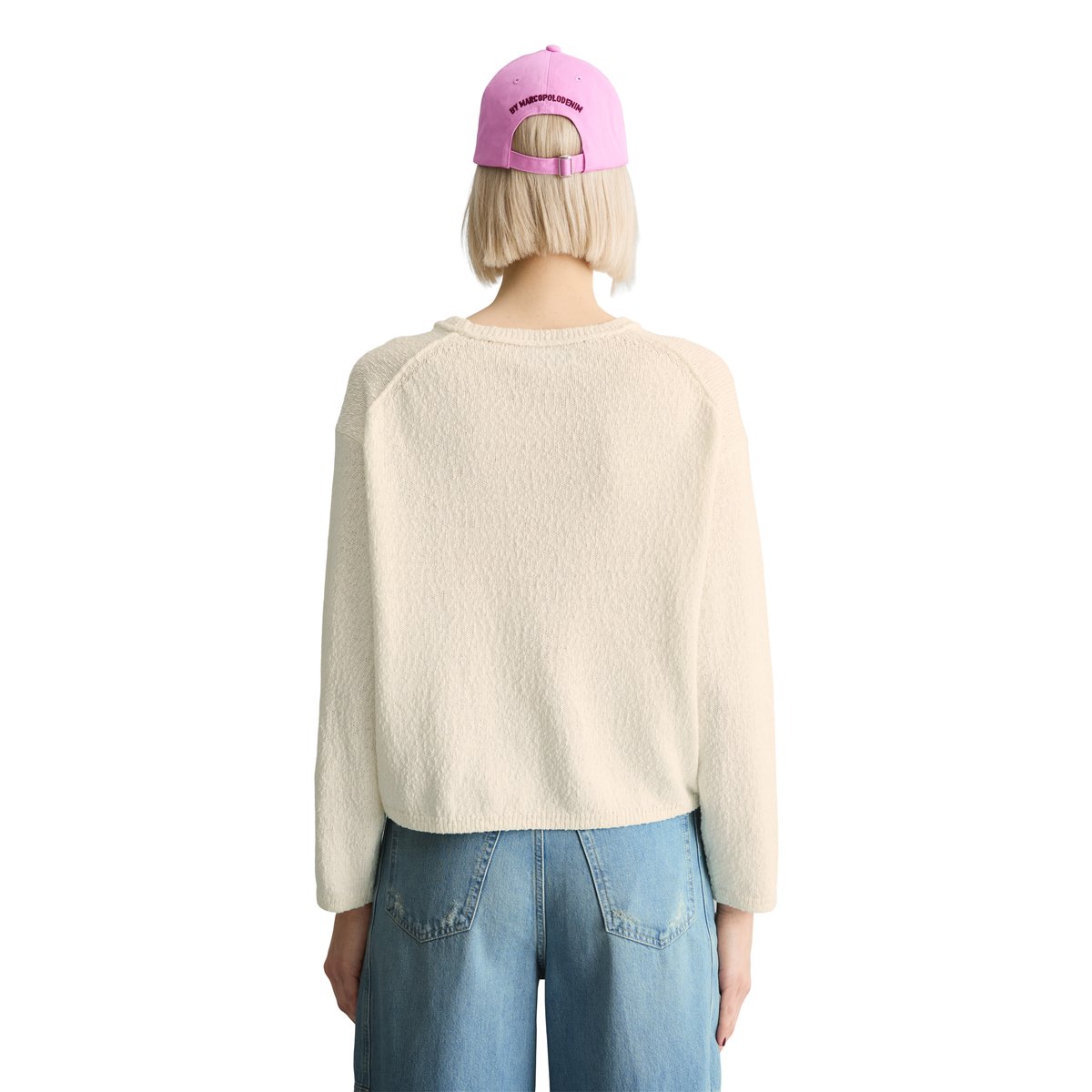 Pull-over regular en fil Cotton Slub blanc naturel, MARC O’POLO DENIM