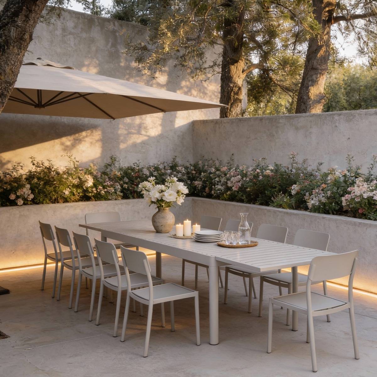 Table de jardin en aluminium KAÏA marron, MADE IN MEUBLES