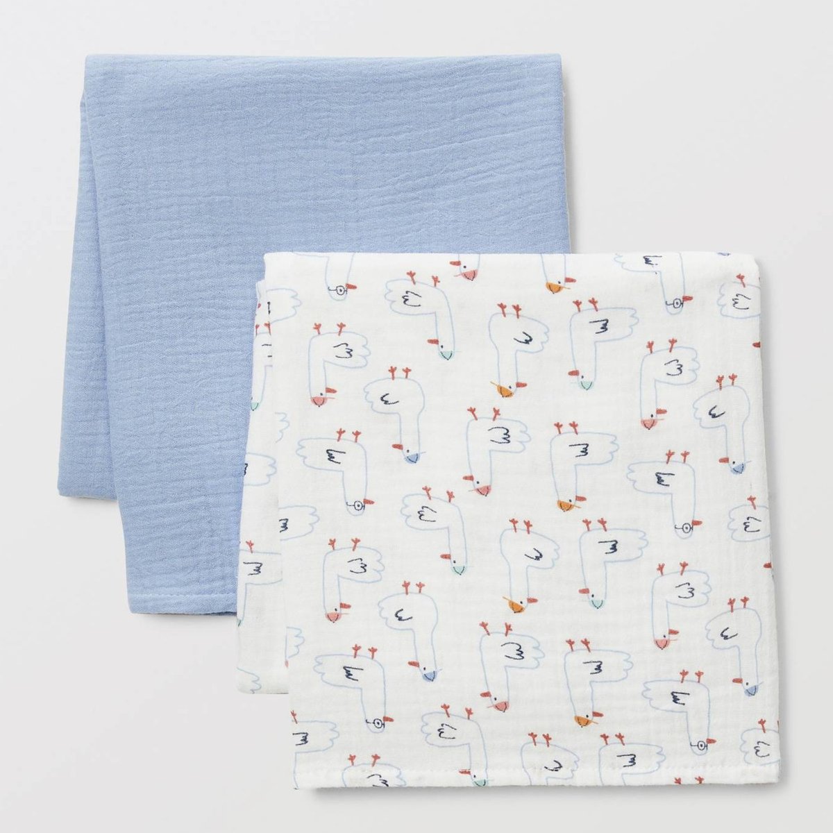 Lot de 2 langes en gaze de coton imprimé en coton BIO GOTS angelot, BOUT'CHOU