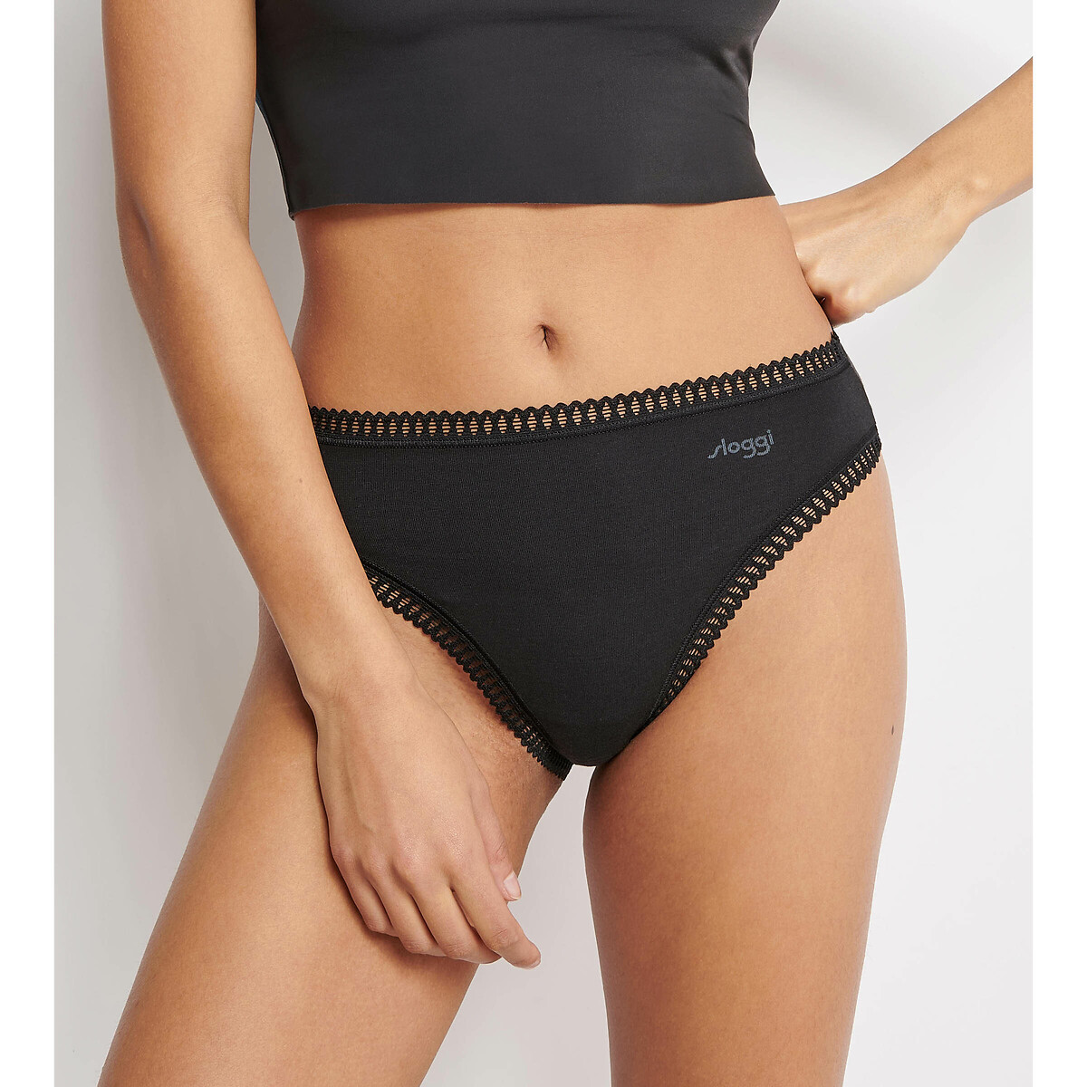 Confezione da 3 slip sgambati Go Crush blu marino+nero+stampa, SLOGGI
