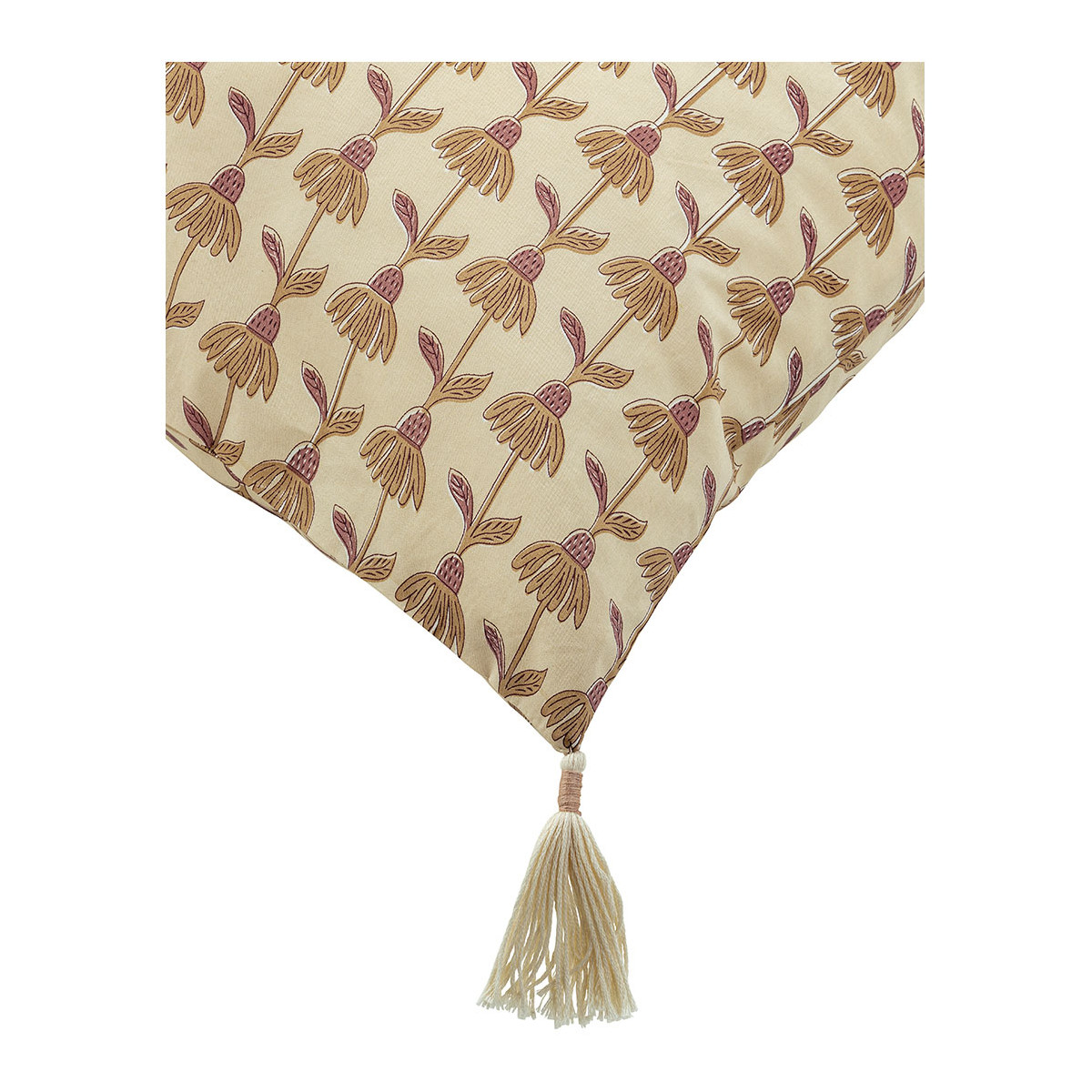 Housse de coussin DAPHNE coton beige, BLANC D’IVOIRE