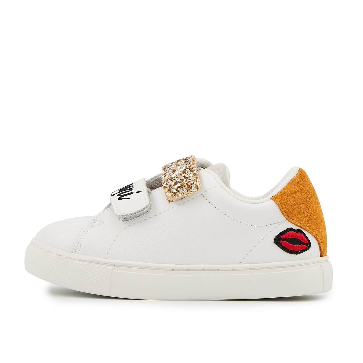 Baskets Enfant En Cuir Mini Edith J'adore Papi blanc, BONS BAISERS