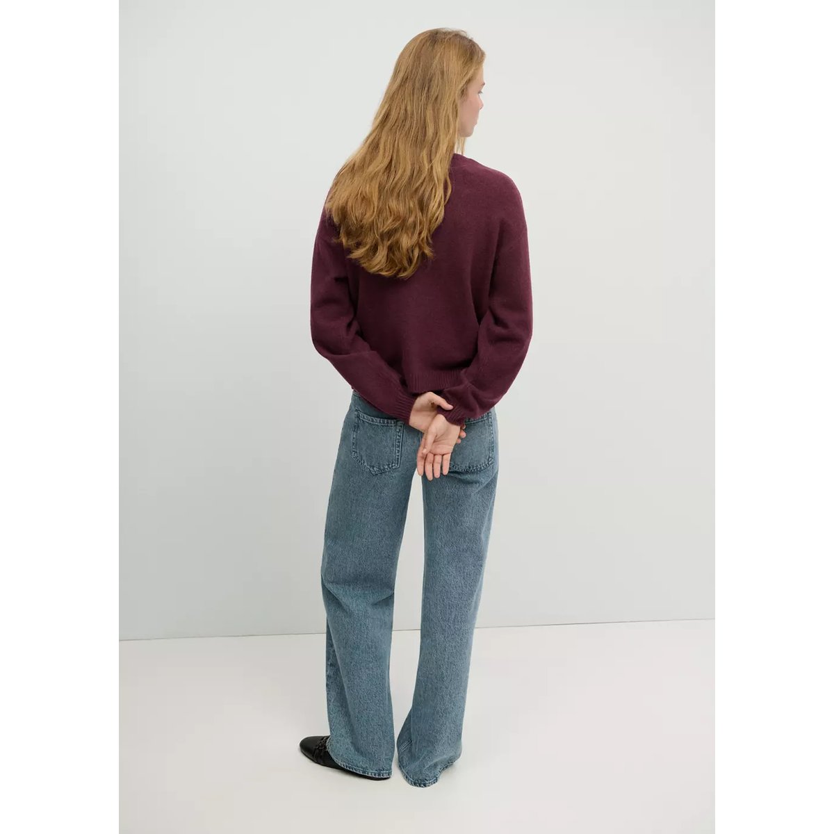 Pull-over col côtelé bordeaux, MANGO TEEN