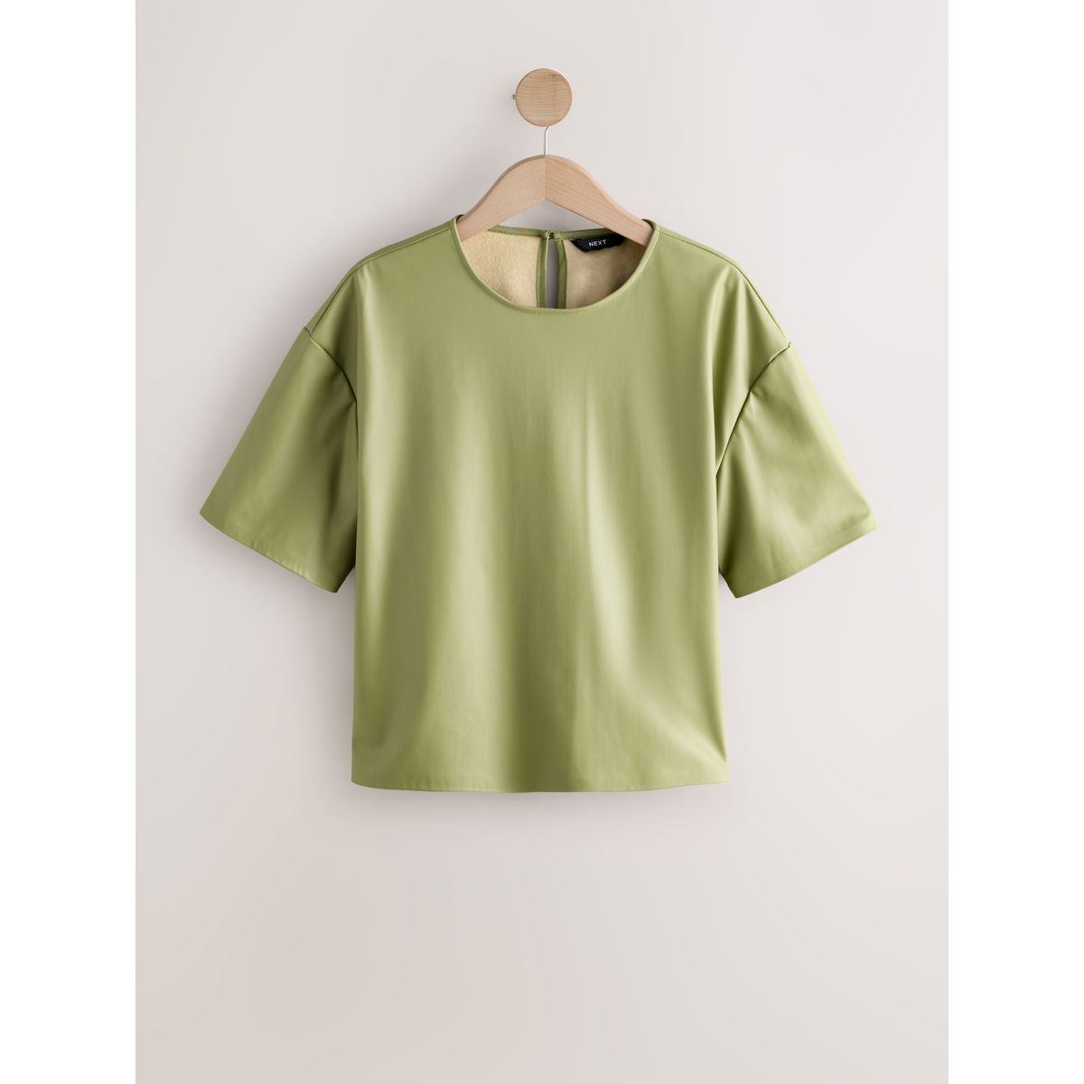 T-shirt en similicuir à manches courtes vert olive, NEXT