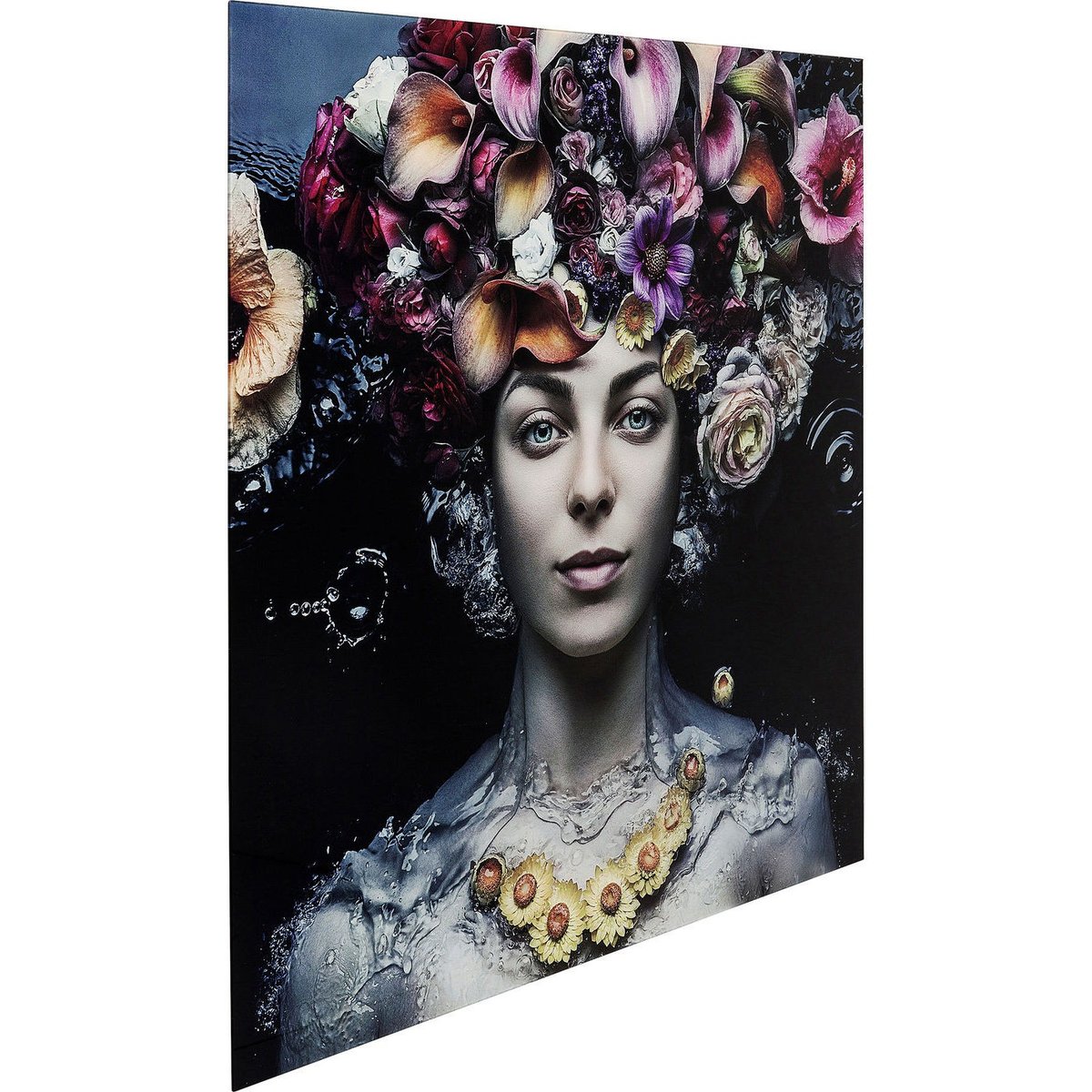 Tableau en verre femme fleurs multicolore, KARE DESIGN
