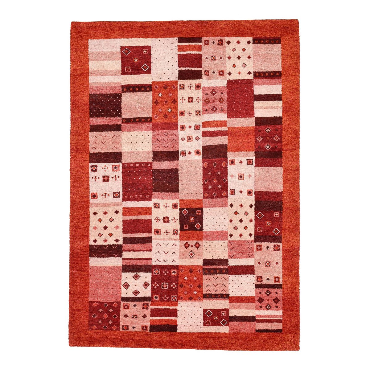 Tapis en laine vierge noué à la main rouge, THEKO
