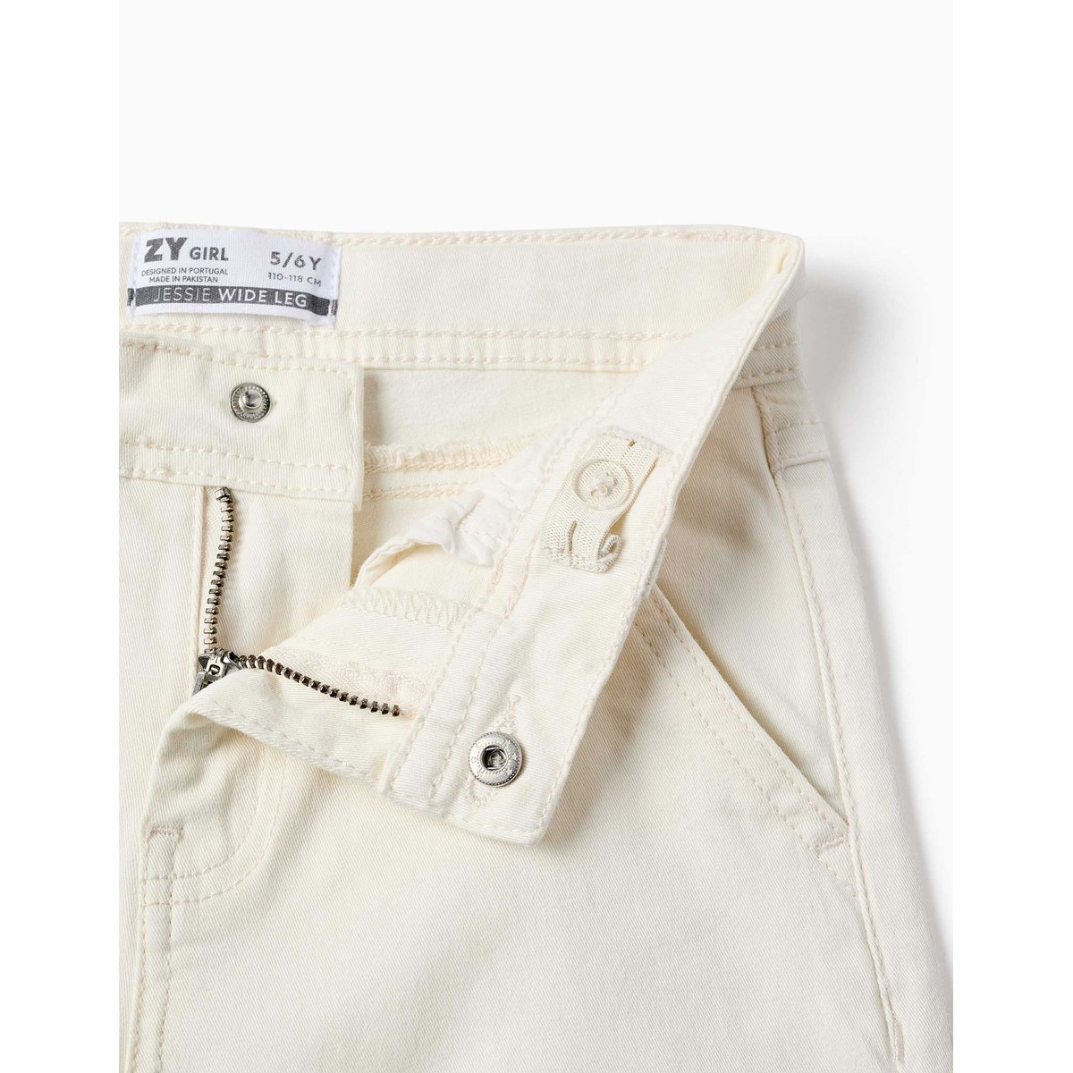 Pantalon à jambe large en sergé avec quatre poches blanc, ZIPPY