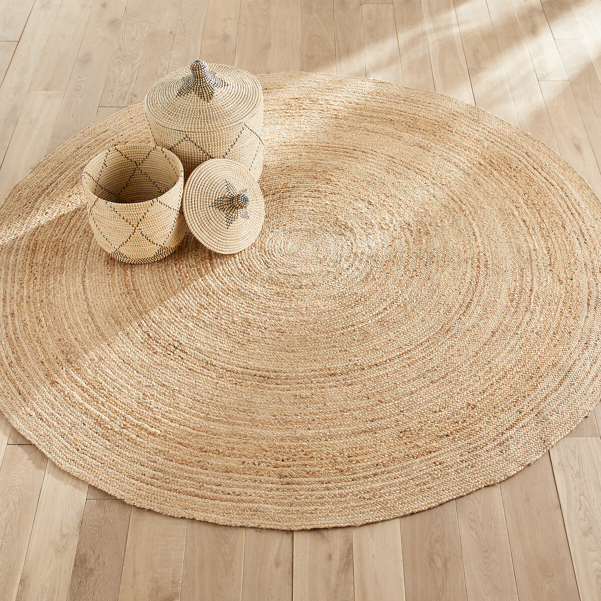 Tapete redondo Ø250 cm em juta, entrançado à mão, Hempy natural, AM.PM