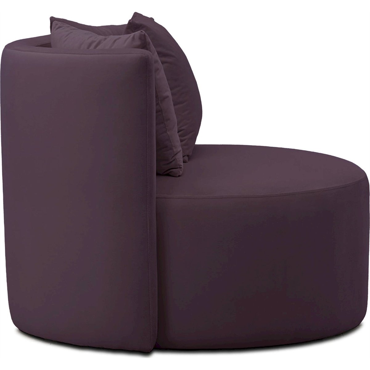 Fauteuil pivotant enveloppant en velours prune riviera, RECOLLECTION