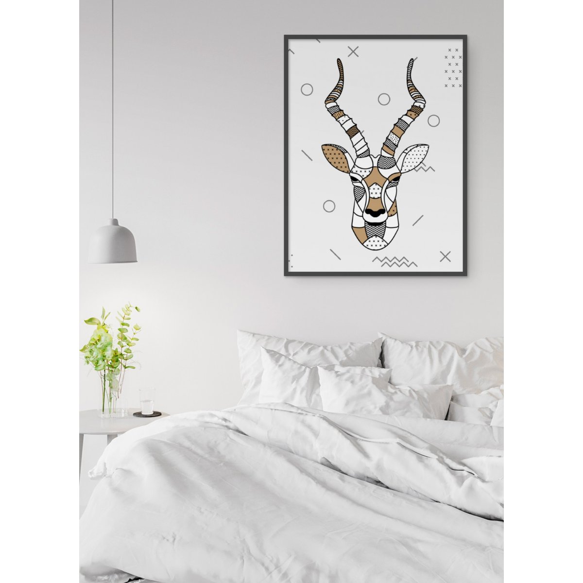 Poster Antilope scandinave blanc, L'AFFICHERIE