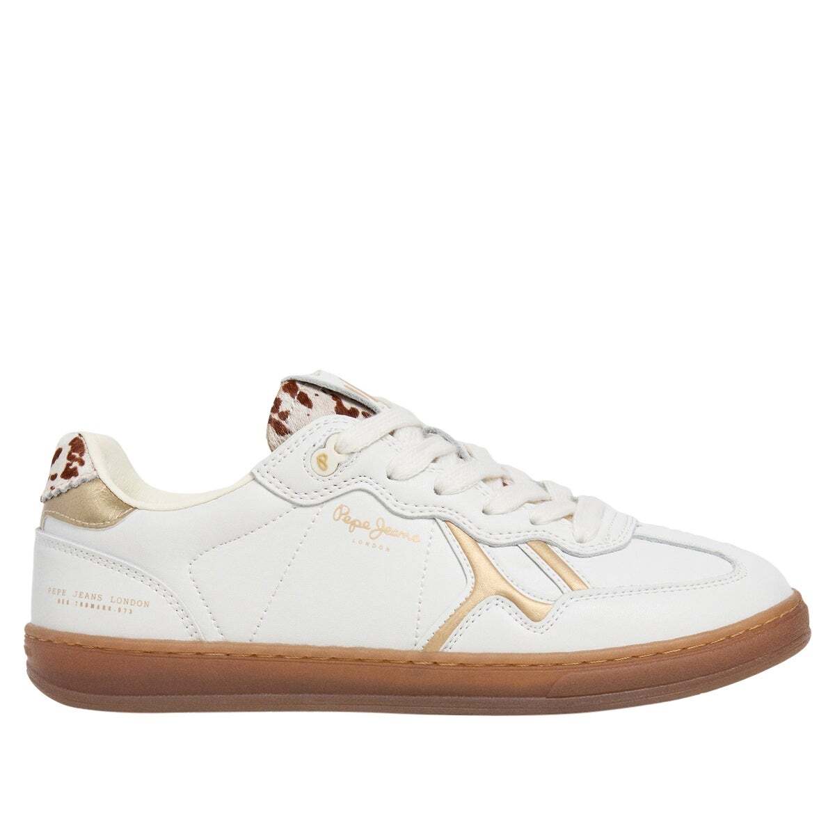 Ball - Baskets En Cuir Avec Détails Imprimé Animal blanc cassé, PEPE JEANS