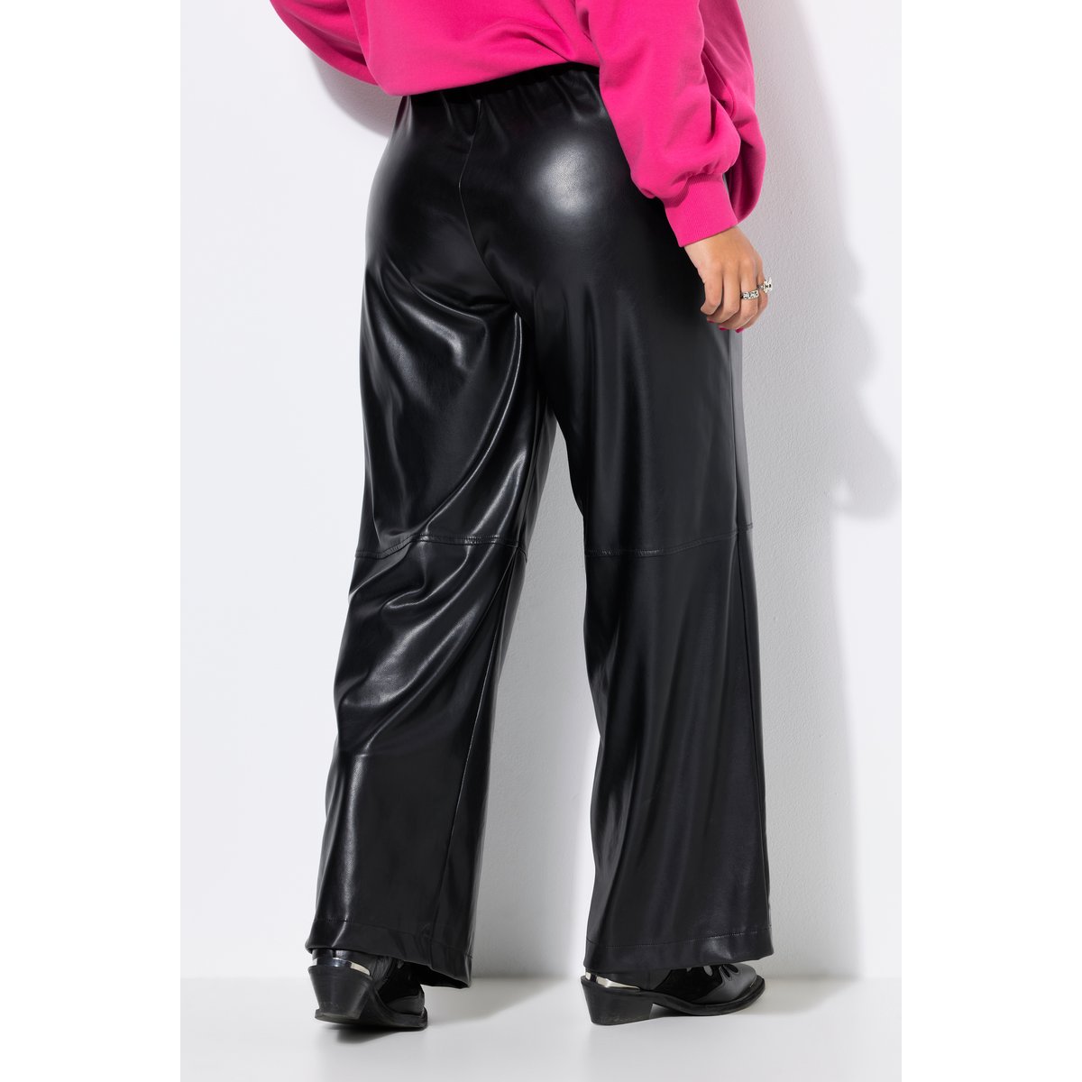 Pantalon en cuir synthétique, coupe large noir, STUDIO UNTOLD