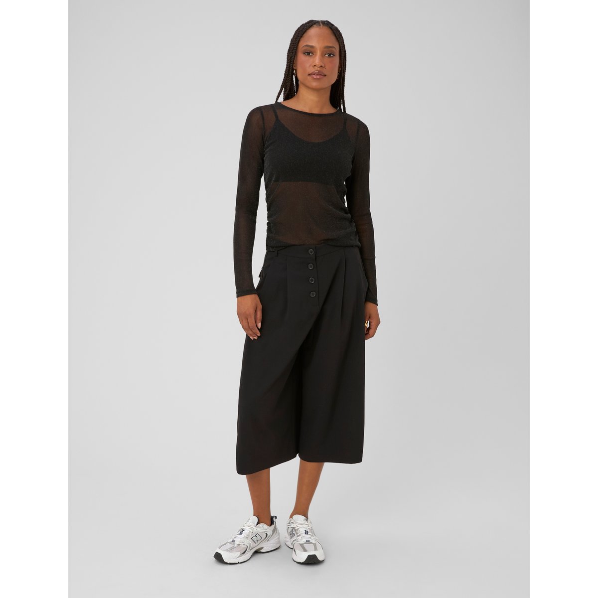 T-shirt manches longues pailleté noir, BZB