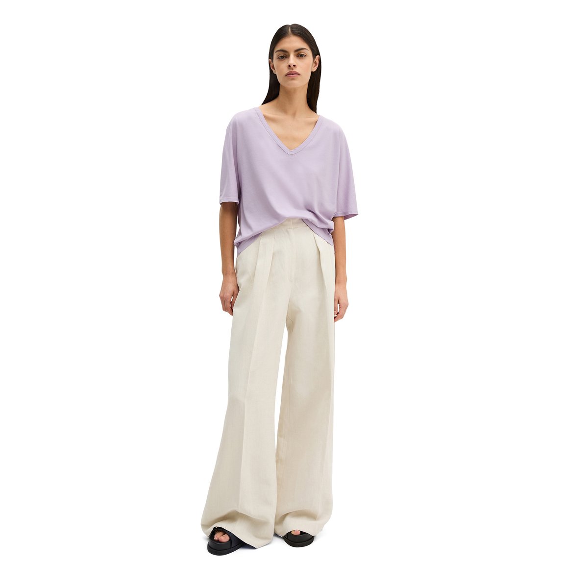 T-shirt loose avec manches coupées lilas, MARC O'POLO