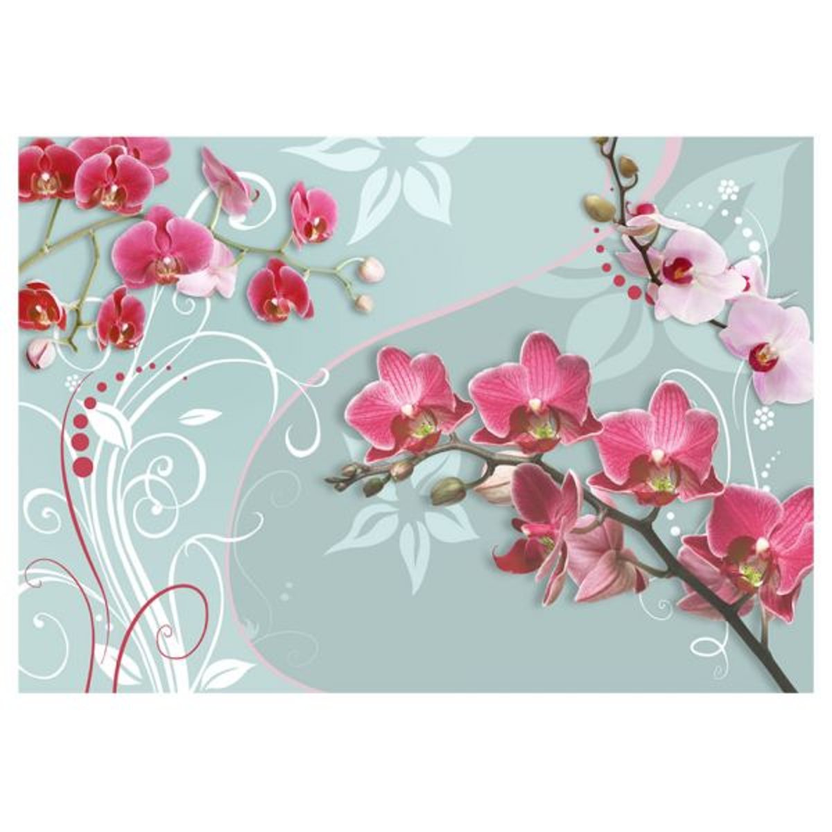 Papier peint intissé panoramique Fleurs Pink orchids - variation II blanc, EDEN