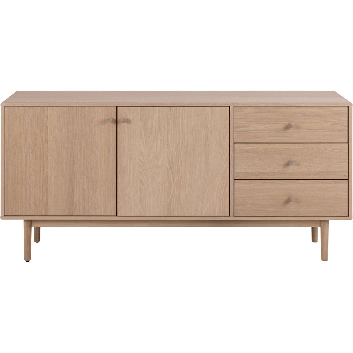 Commode style scandinave collection DORCHIS chêne clair pigmenté blanc, RECOLLECTION