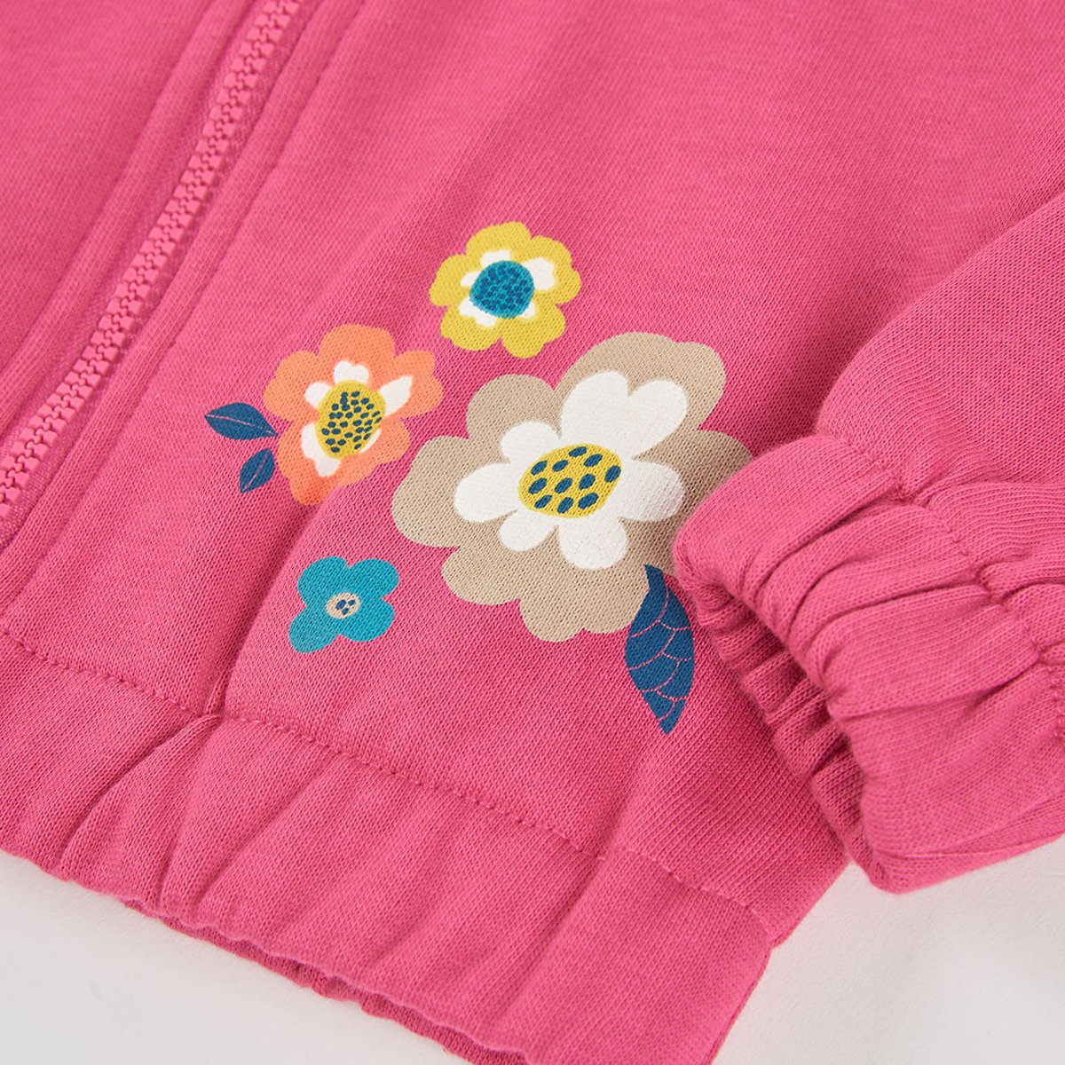 Veste fille en molleton fraise imprimé fleurs violet, BOBOLI